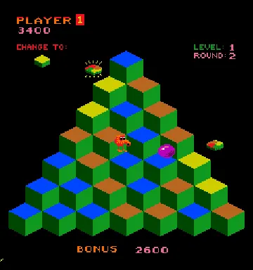 Faster, Harder, More Challenging Q*bert (prototype) screen shot game playing